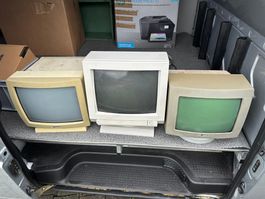 3 antike CRT Computer Bildschirme Monitore für Bastler