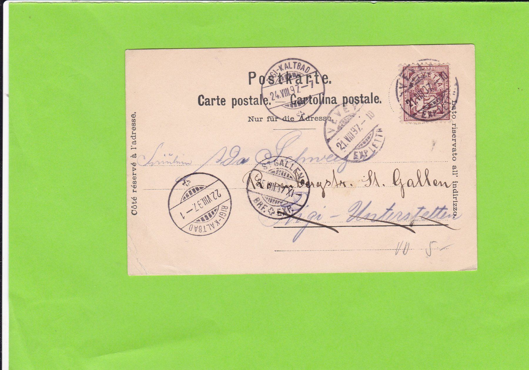 Cartoline postali: Vevey-1897 versendet – Usato da St. Peterzell venduto da neckertal 1