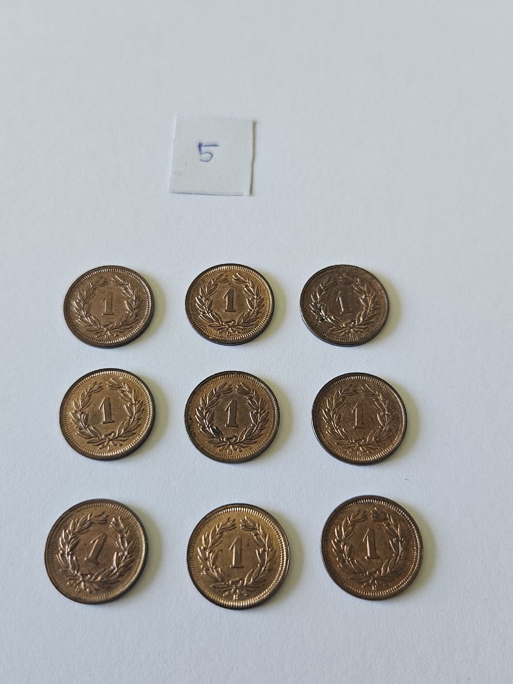 Tutti le monete: 1 Rappen 1937, 9 stk. – Usato da Pfäffikon ZH venduto da Melibol 2
