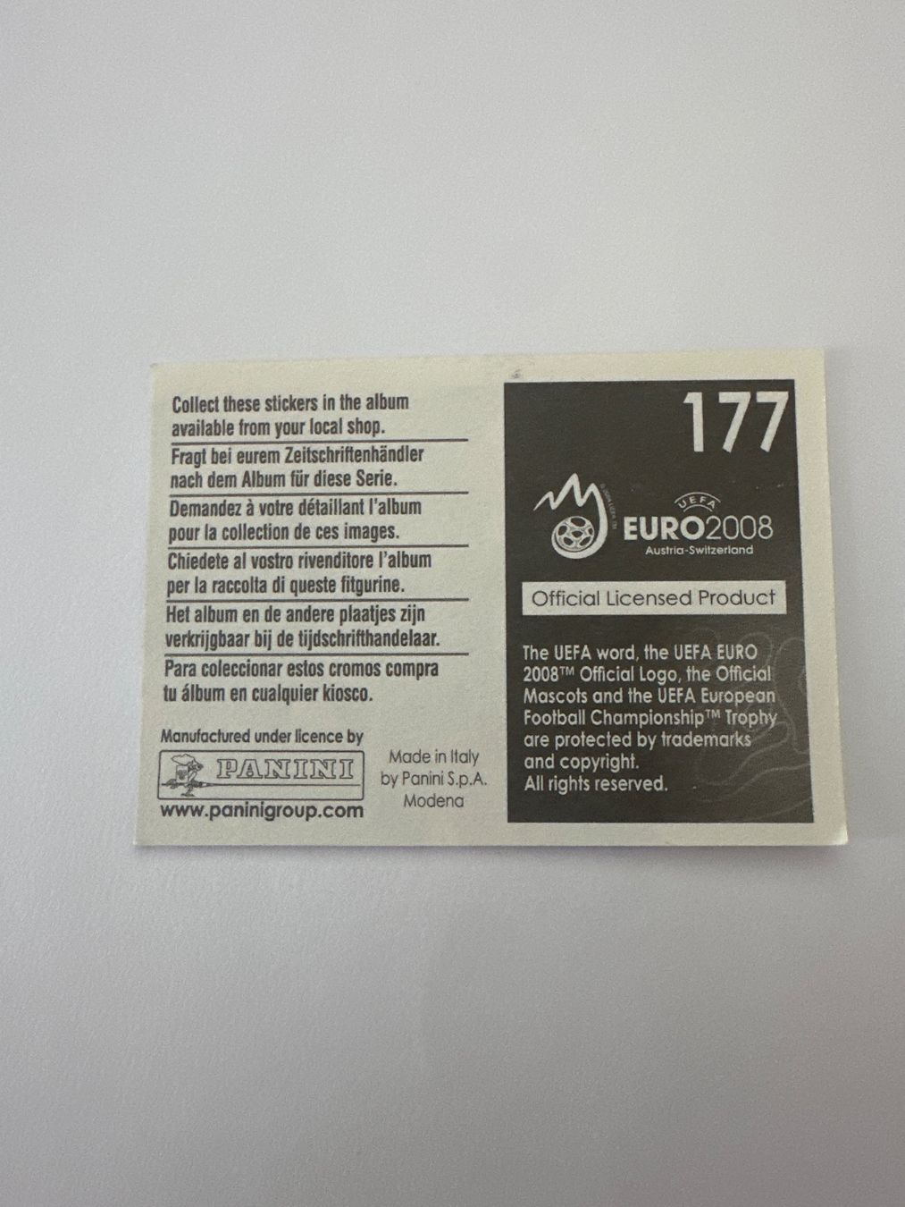 Panini Cartes à collectionner: Panini UEFA EM 2008 Sticker - Nr. 177 – D'occasion à Sulz AG par DealWerk 1