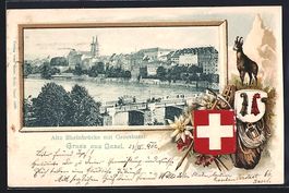 Basel, Alte Rheinbrücke mit Grossbasel,