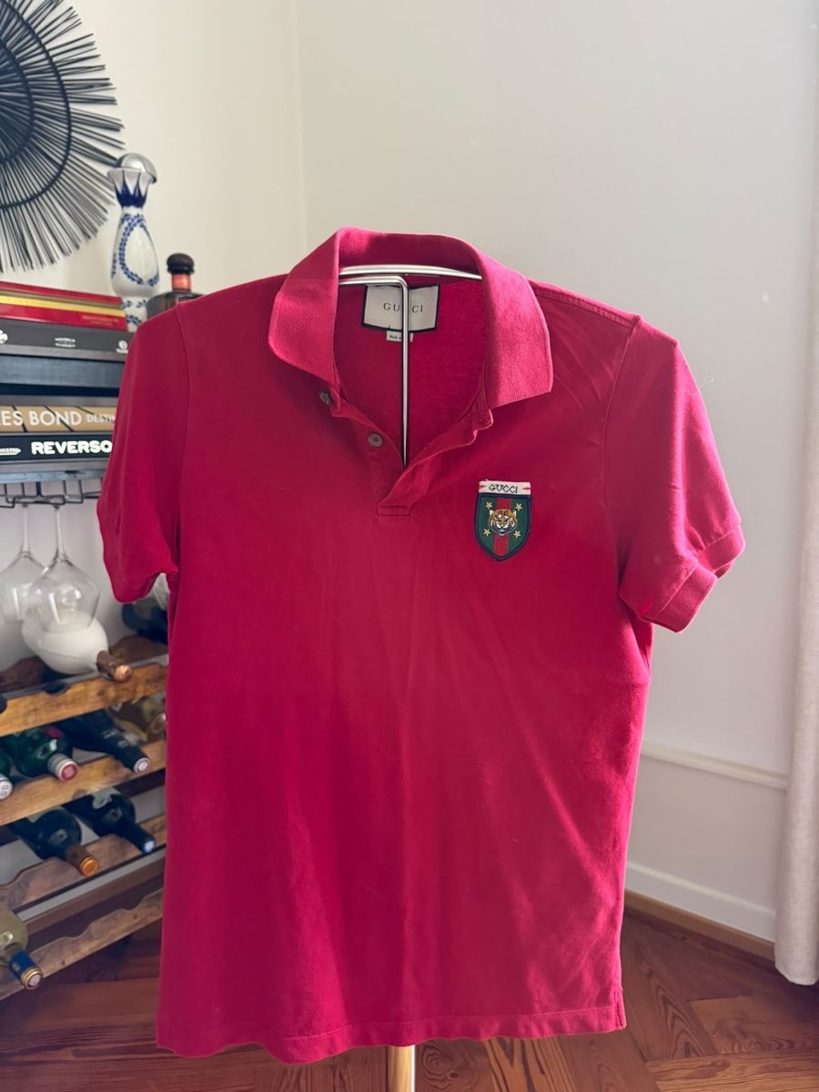 Magliette Polo: Gucci Polo Shirt red with Tiger Patch size M condition ok – Usato da Genève venduto da SwissBoug