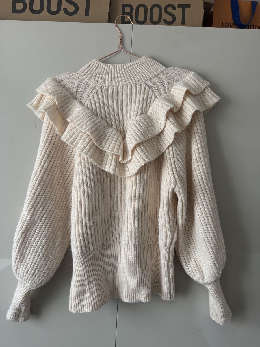H&M Maglioni & Felpe: H&M Strickpullover beige mit Rüschen Grösse M – Usato da Basel venduto da jul_8kpx