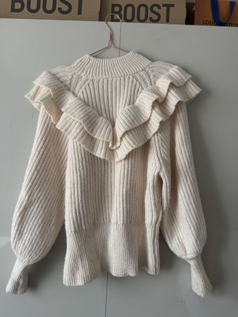 H&M Strickpullover beige mit Rüschen Grösse M