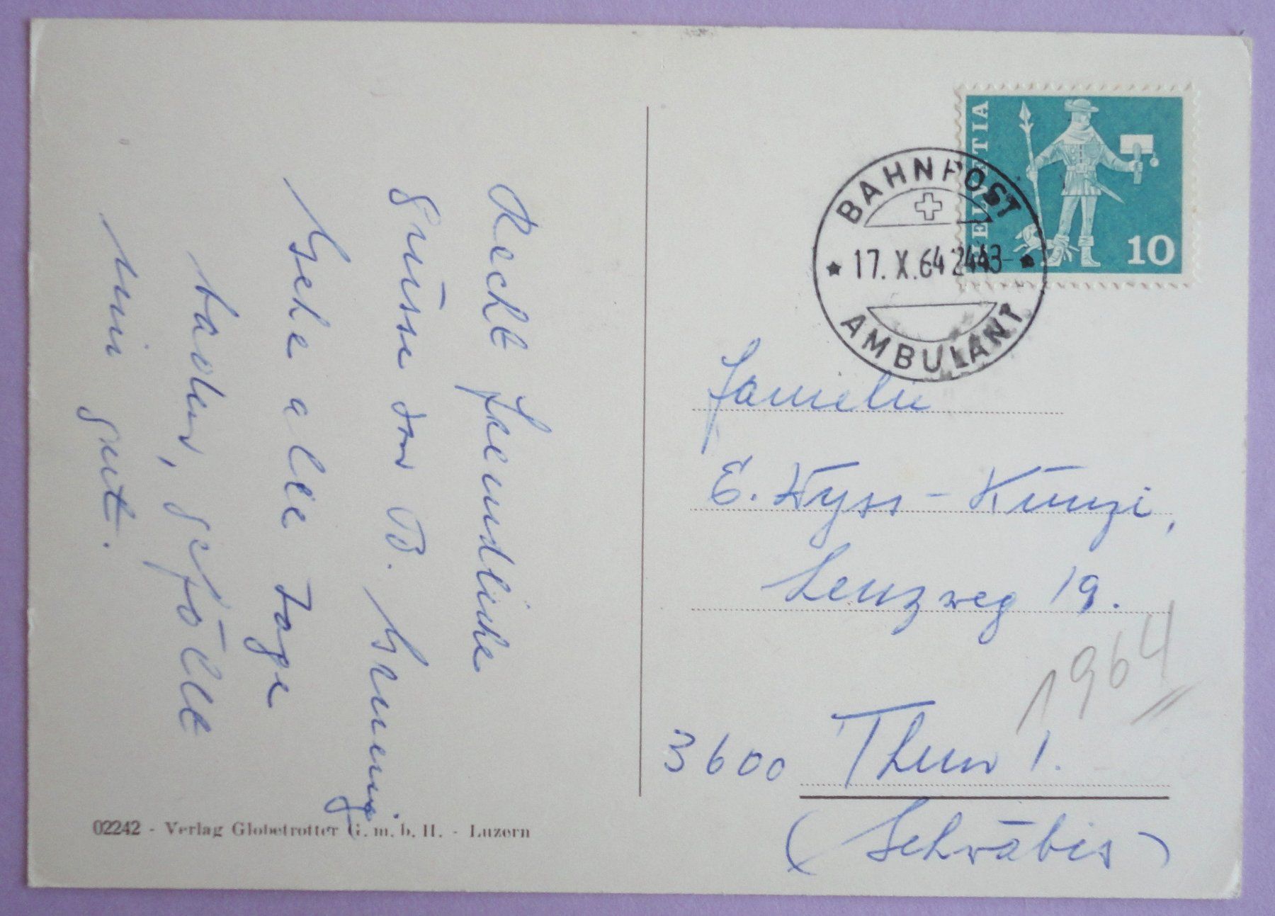 Cartoline postali: Schinznach - Bad – Usato da Fétigny venduto da Billy2miny 1
