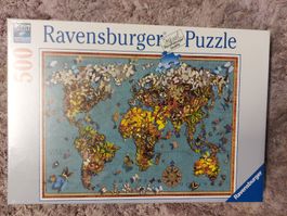Ravensburger Puzzle 500. Weltkarte mit Schmetterlingen. NEU