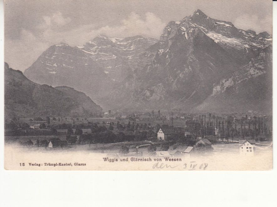Ansichtskarten: Wiggis Glärnisch 1908 – Gebraucht aus Bürglen TG von StampGraf