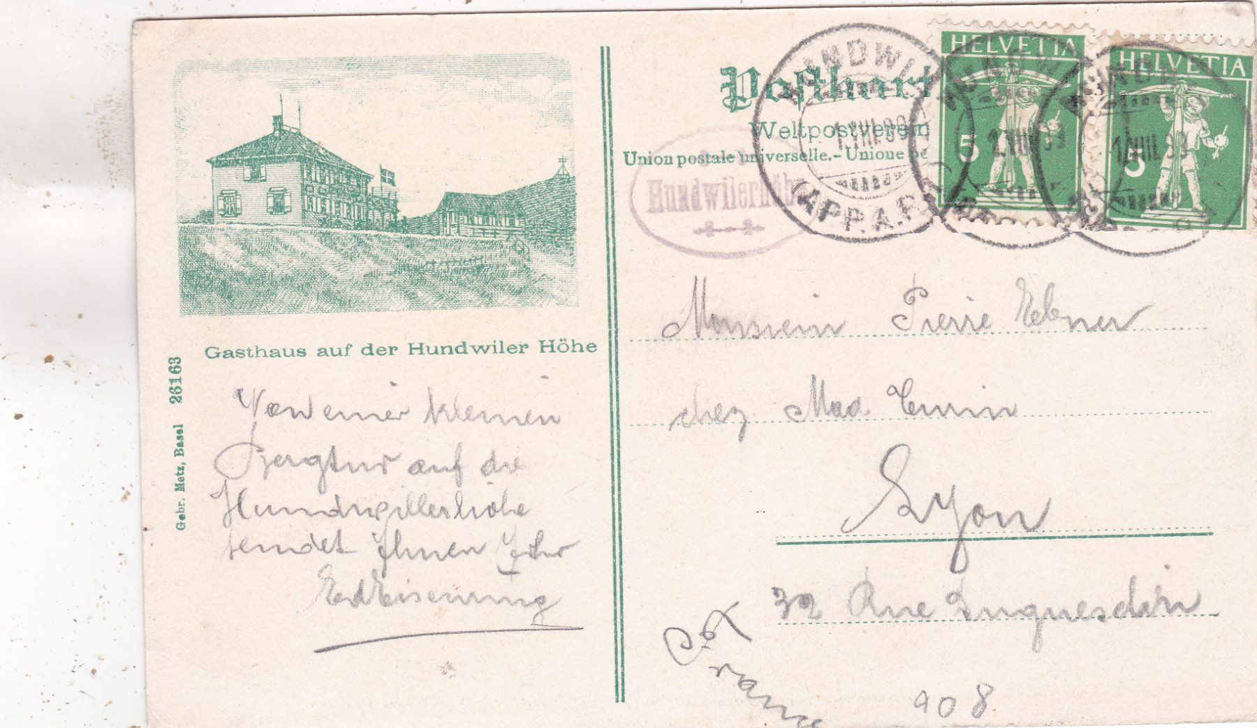 Cartoline postali: Panorama von Hundwiler Höhe – Usato da Herisau venduto da Lisegrat2008 1