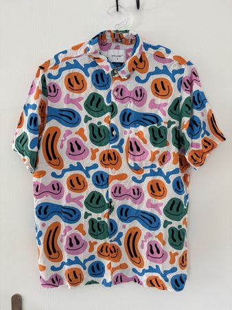 Vaïlent X Smiley Print Sommer Hemd Grösse M Top Zustand