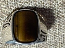 Klassischer Herrenring 925 Silber, mit Tigerauge