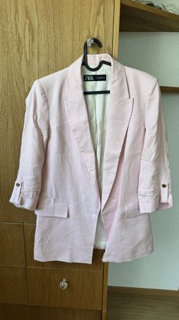 Pink Zara Linen Blazer