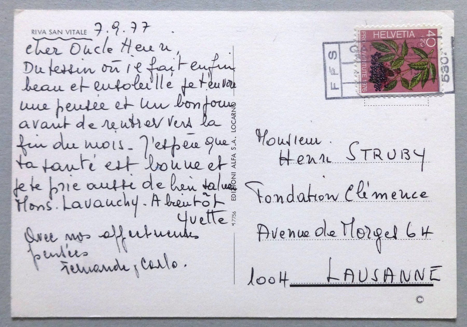 Cartoline postali: Riva San Vitale – Usato da Fétigny venduto da Billy2miny 1