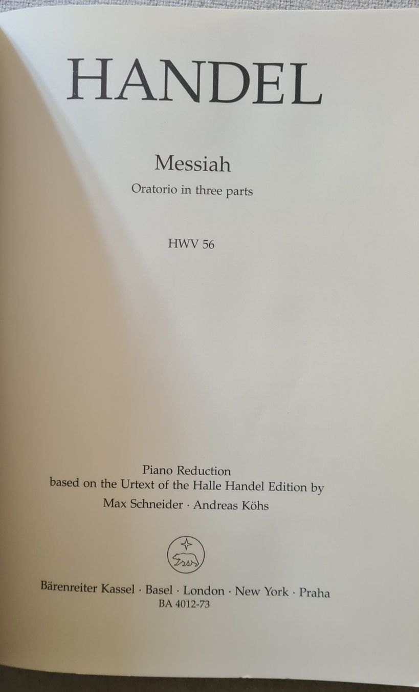 Bücher: Händel Messiah Chorpartitur – Gebraucht aus Bergün/Bravuogn von Narges 1