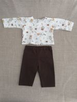 Puppenkleider Hose braun Shirt weiss mit Eulen