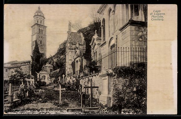 Cartoline postali: Lugano, Lago di Lugano, Morcote Cimitero – Usato da Berlin venduto da bartko-reher