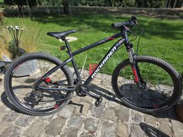 Vélo 27.5" cadre aluminium rouge et noir Rockrider 