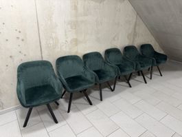 6 Polsterstühle dunkelgrün Samtoptik gebrauchter Zustand