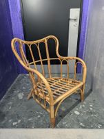 2x Vintage Rattan Bamboo Armchair Boho Wicker Retro