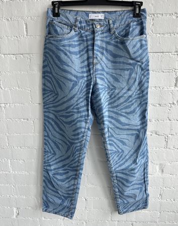Mango Jeanshose mit Zebra-Print / Gr. 40