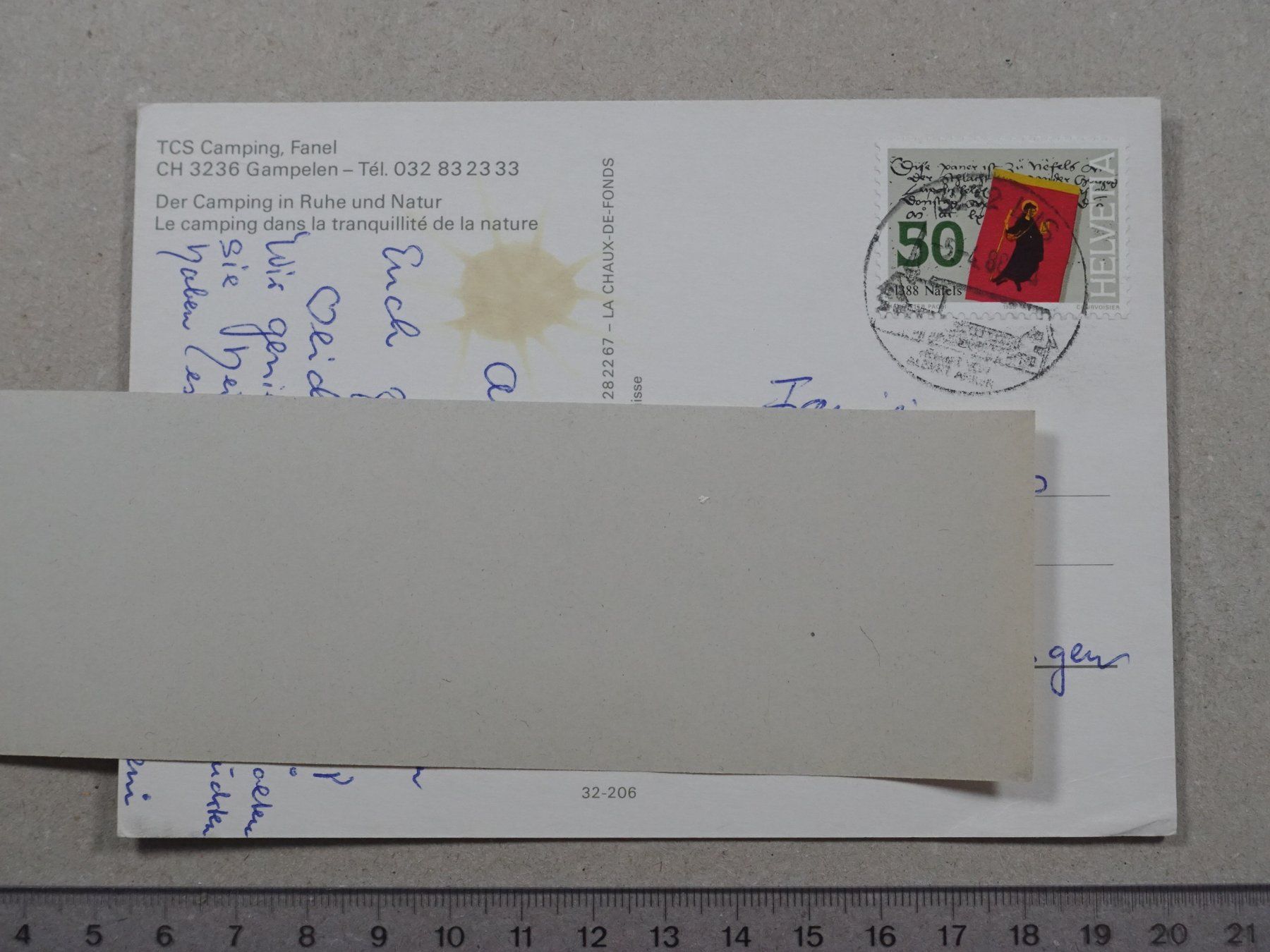 Ansichtskarten: Gampelen, TCS Camping Fanel, 1988 – Gebraucht aus Lenzburg von fh1 1