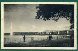 Genève, La Rade et le Jet d'eau, belebt, 1959, gelaufen