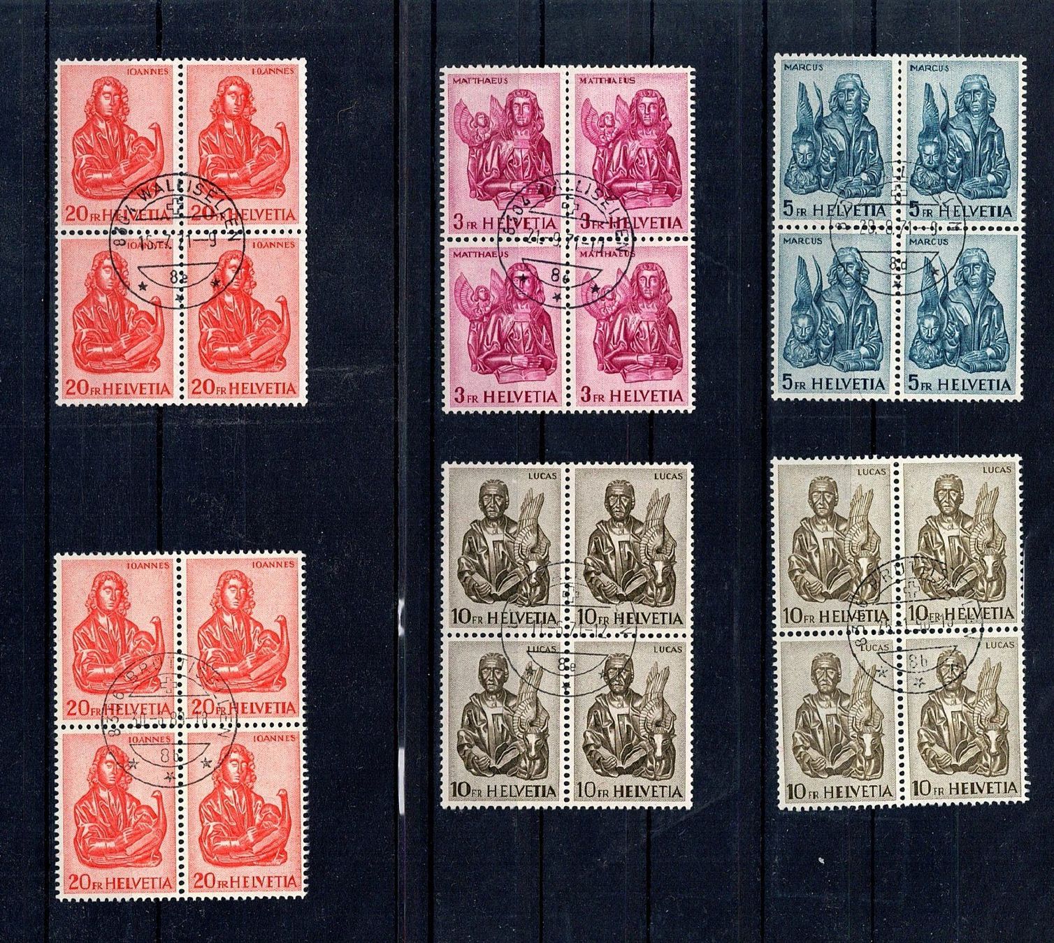 Tutti i francobolli: CH-Briefmarke,  Vierer Blocks 1961 – Usato da Wald ZH venduto da solda86ld