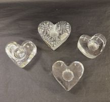 4 Glas Herz Set, Kerzenhalter 