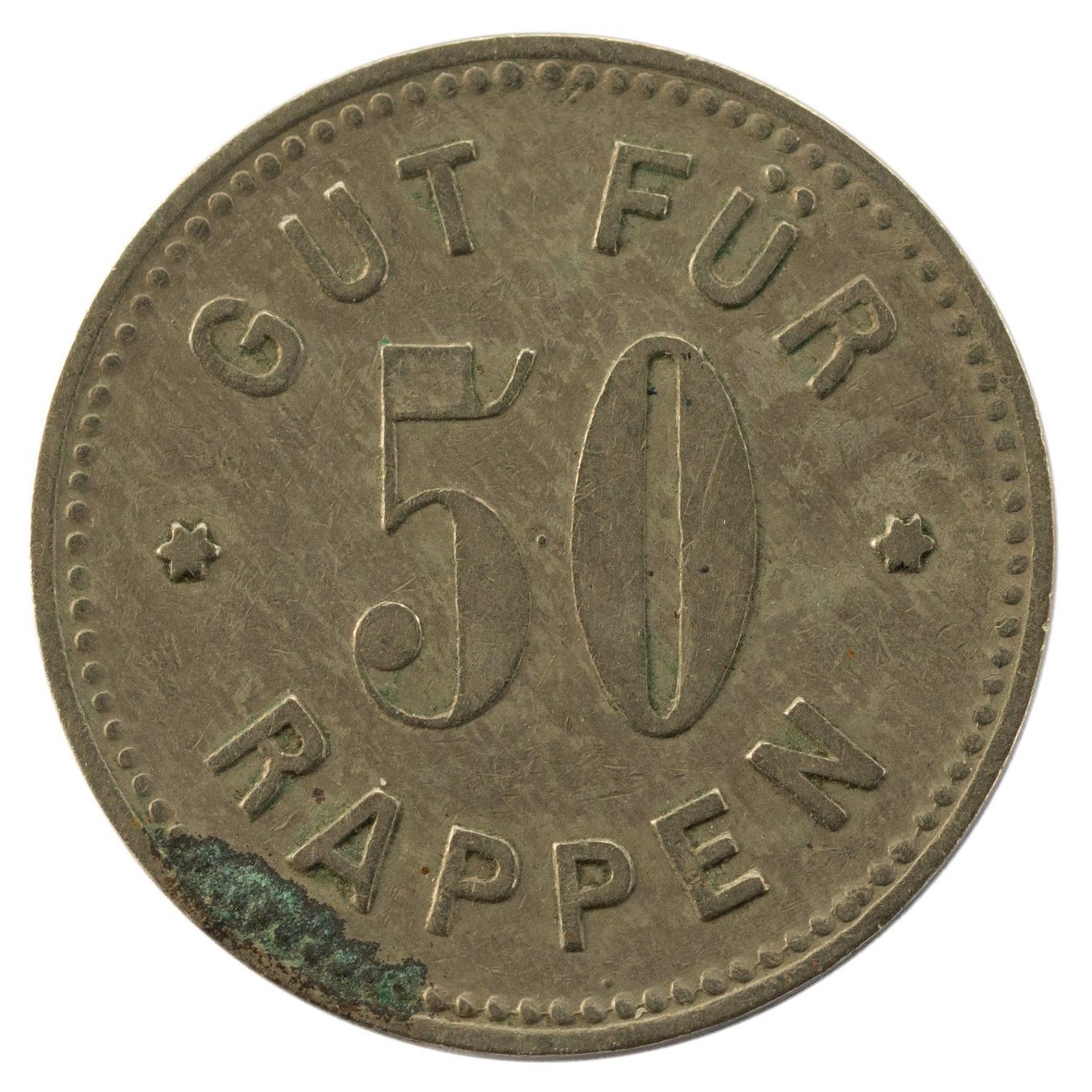 Medaillen: Jeton 50 Rappen BARACKE – Gebraucht aus Rotkreuz von Swiss-Coins