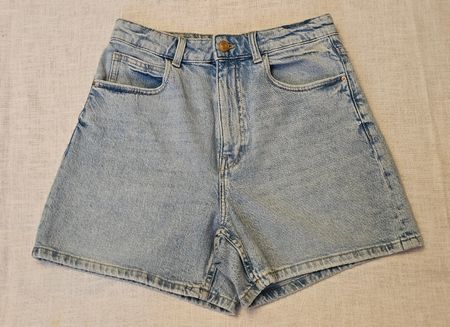 ZARA Damen Jeans Shorts Hellblau High Waist Gr. 38 (EU) 