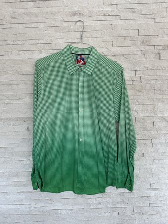 Sommerhemd Grün Weiss Kariert, Grösse L-XL