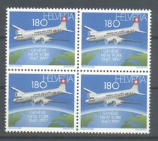 1997,  50 Jahre Nordatlantikflüge Swissair, Viererblöcke **