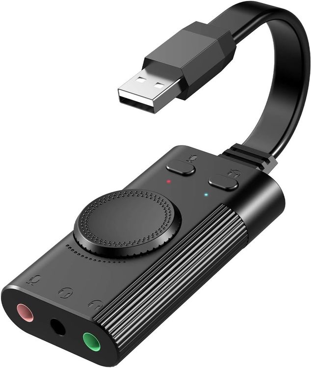 YAODHAOD Externe USB Soundkarte – 4 Anschlüsse, Plug & Play | Für PC, Mac, PS4/PS5, Mit Karaoke-Funktion