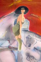 TOP Pin-up Girl sign. Frau m. Strapsen erotisch Erotik