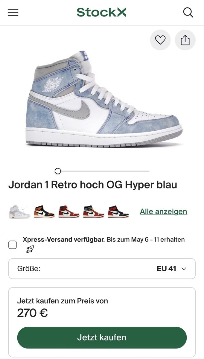 Jordan Scarpe da uomo: Jordan 1 Retro hoch OG Hyper blau – Nuovo (secondo la descrizione) da Hünenberg See venduto da lar_8dht 3