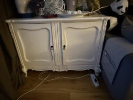 Vintage White Wooden Cabinet - Shabby Chic Look