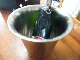 Champagner oder Sektkübel Chromstahl, Griffen auf der Seite