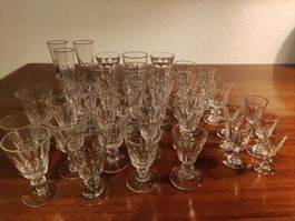 Antike Verrerie Biedermeier Kristall Glas handgefertigt 41St