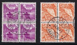 1936-38 zwei 4er-Bl. ⊞ a/Landschaften gest. ʘ ZNr. 203z-204z