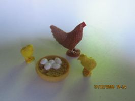 Huhn mit Küken und Nest