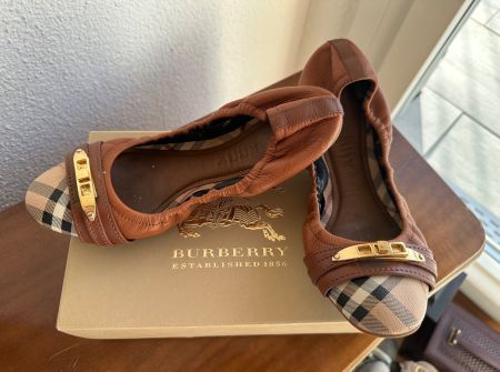 Burberry Ballerinas Gr. 39 Leder braun Schuhe Herbst