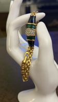 Bracelet Nina Ricci vintage doré, émaillée émeraude et blue