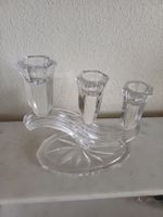 3-armiger Vintage Bleikristall-Kerzenständer Länge 17,5 cm