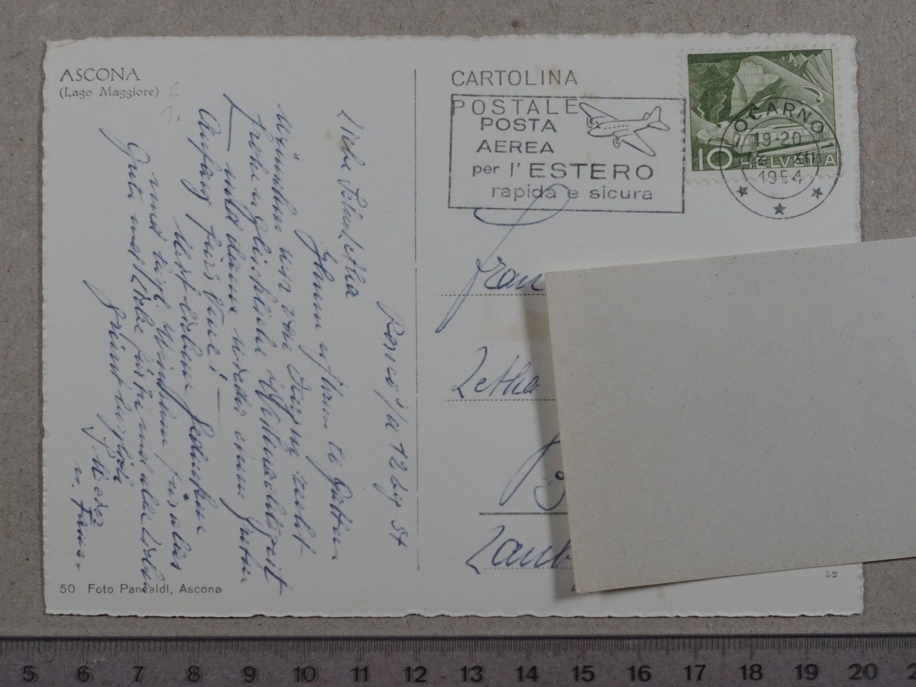 Cartoline postali: Ascona, 1954 – Usato da Lenzburg venduto da fh1 1