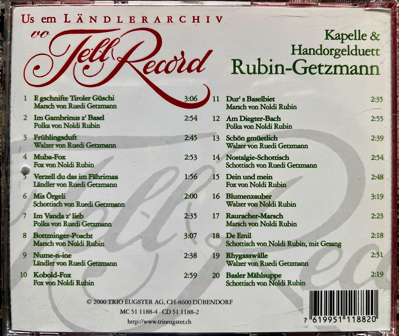CD: KAPELLE & HADORGELDUETT RUBIN-GETZMANN – Usato da Unterseen venduto da vinylmore 1