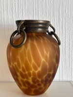 Vase Art Nouveau en pâte de verre marmoréenne et bronze 1900