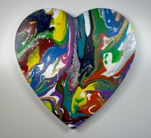 Acryl-Flüssigmalerei, Herzform
