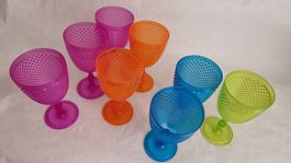 8 Bunte Sommer Weingläser Plastik Gläser Set