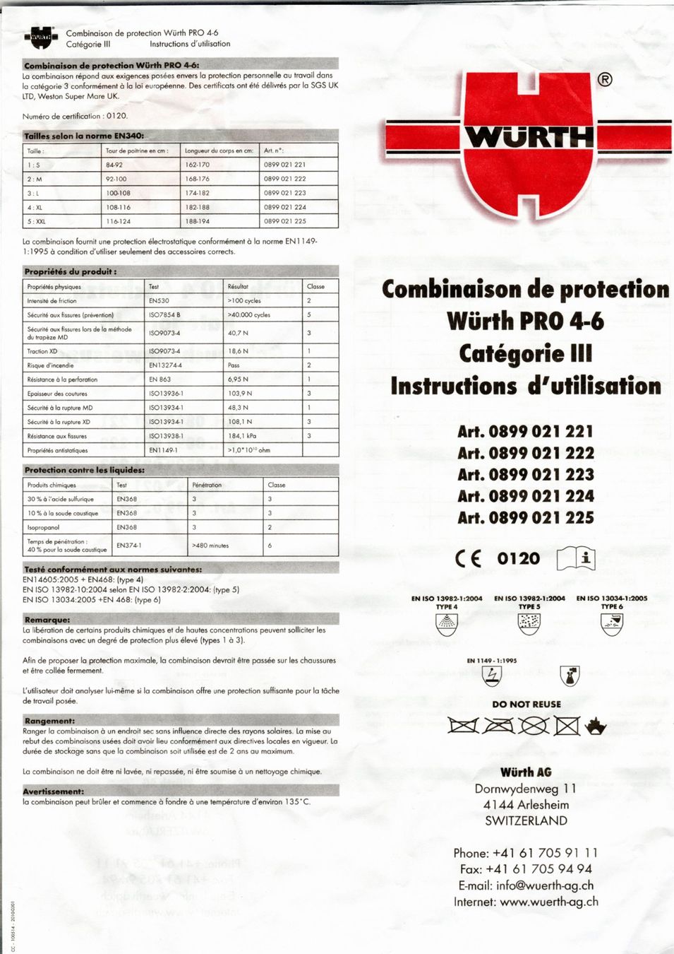 Jumpsuits: Salopettes de protection jetable Wurth mod. 4/5/6. Taille L – Neu und originalverpackt aus Travers von pelayoo77 4