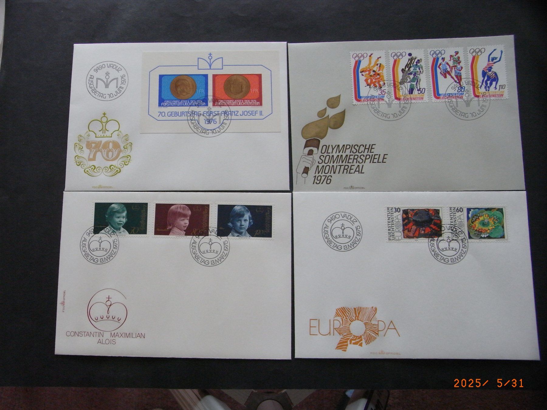 Tutti i francobolli: 1975/76 FDC 8 Couverts top  KP 96.-- – Usato da Ittigen venduto da shetland