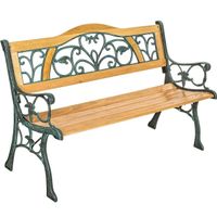 Gartenbank 2-Sitzer Holz und Gusseisen 124x60x83cm PENVORA